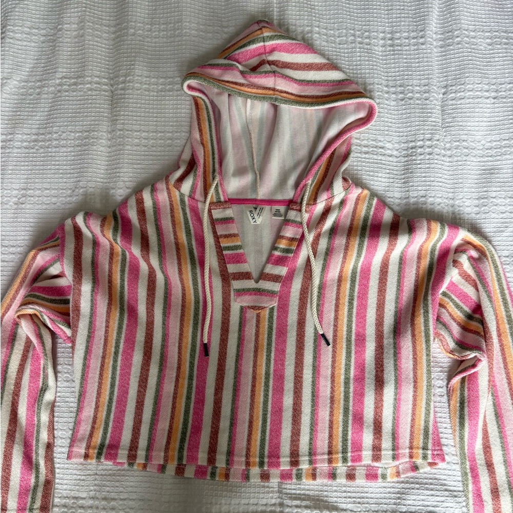 Roxy Pink and Cream V-Neck Sweater